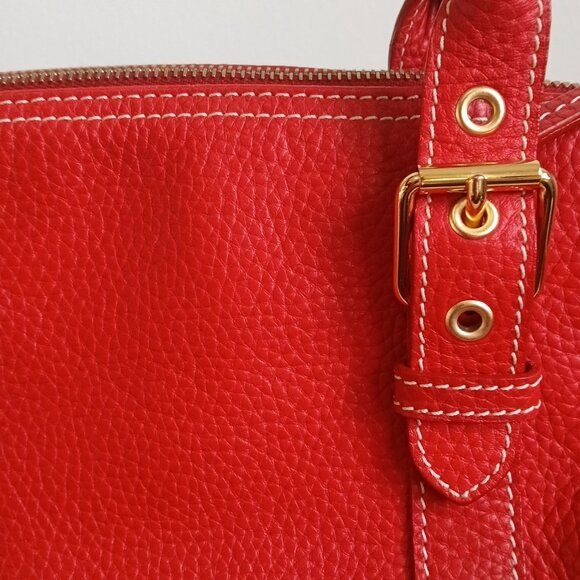 Dooney and Bourke-Red Leather-Vintage-Large Dome Satchel with matching wristlet - Picture 6 of 16